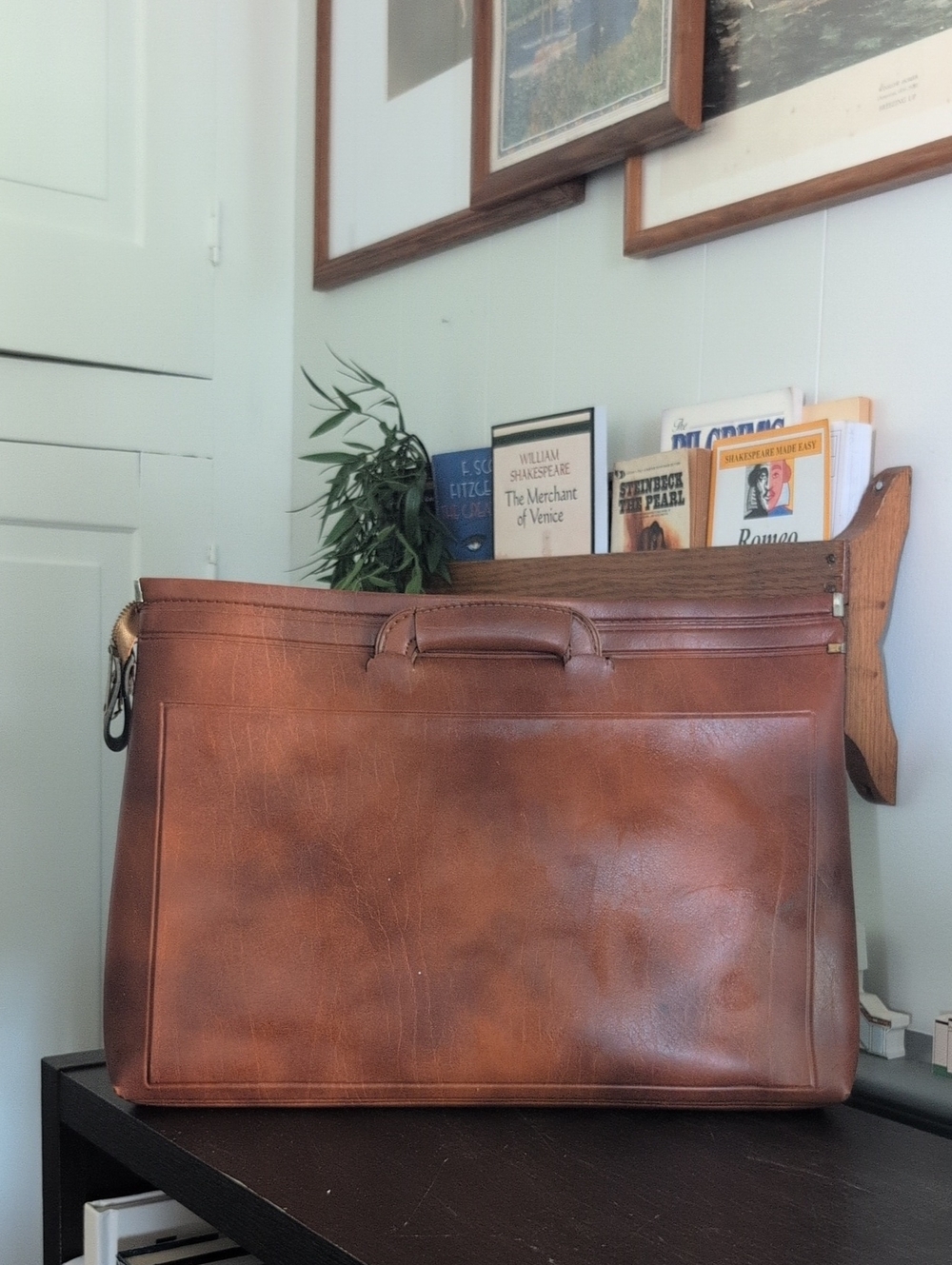 Vintage Men's American Portfolio Co. Leather Briefcase Bag - Brown